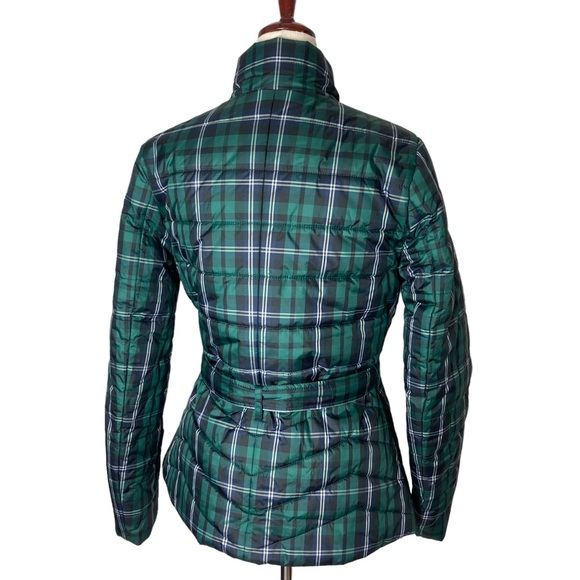 J. Crew Tartan Plaid Belted Puffer Jacket Small - Picture 5 of 8